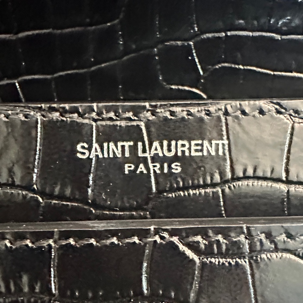 Saint Laurent Black Croc-Embossed sunset medium bag . - Picture 10 of 13